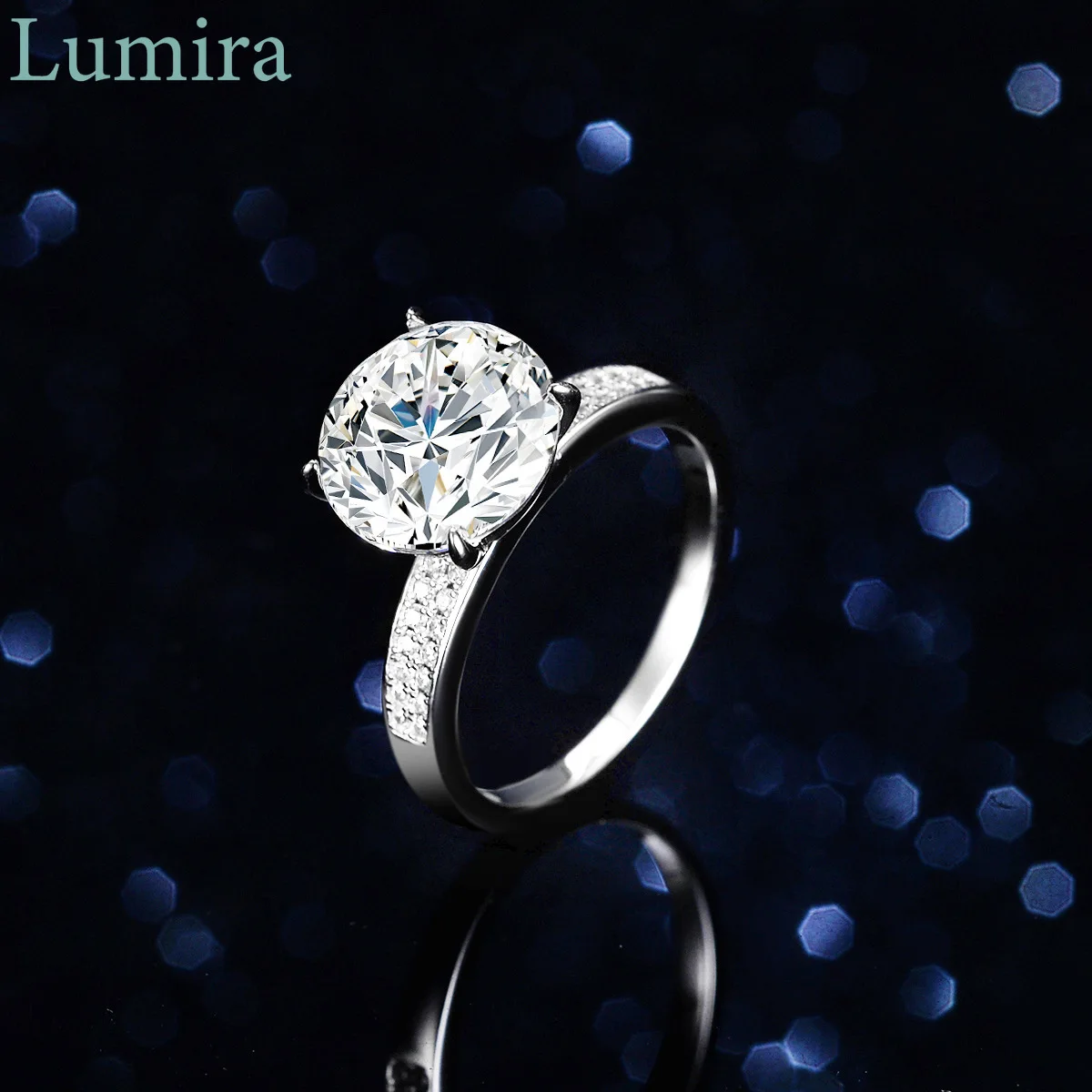

Lumira Classic Four-Prong Pigeon Egg Wedding Band Luxury Jewelry 5 Carat Moissanite Women's Double-Row Diamond-studded Ring