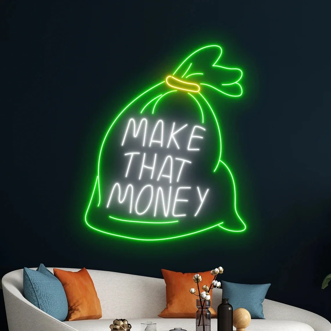 

Money Bag Led Sign Dollar Bag Neon Sign Money Neon Light Dollars Led Light Money Bag Room Wall Decor Personalized Dollar