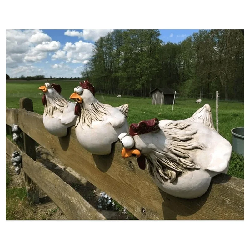 

Customer Favorite Funny Farm Chickens Statues Resin Fence Chickens Decor Outdoor Real Animal Statue