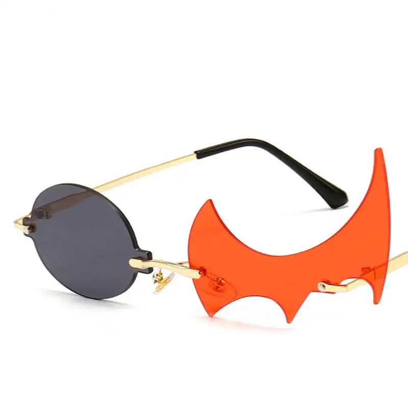 Irregular Two Colors Lens Sunglasses Personality Shaped Cool Glasses Polygonal Flame Halloween Gift Eyeglasses Accessory UV 400