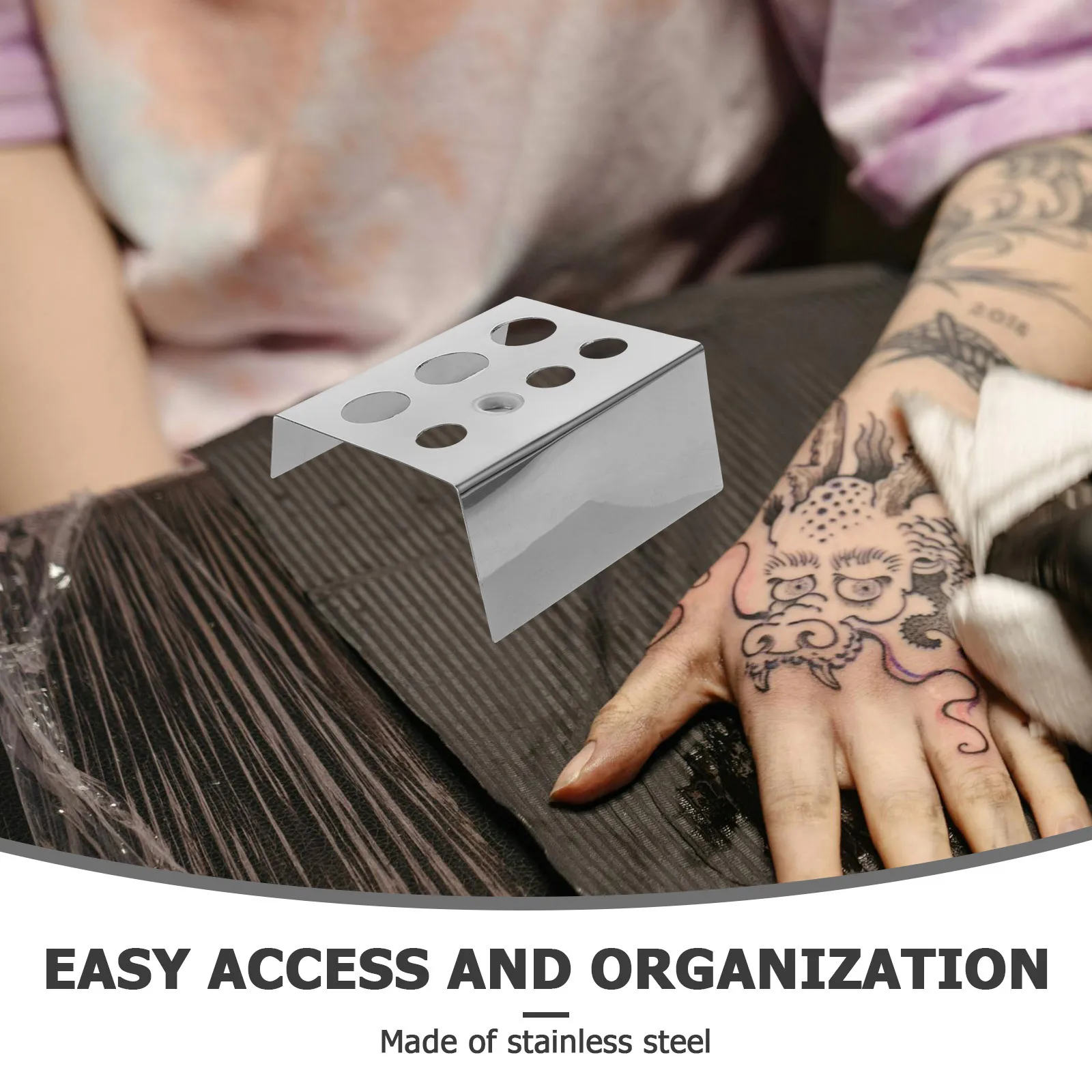 

5Pcs Tattoo Pigment Ink Holder Stainless Steel 7 Slot Ink Cup Organizer Long Lasting Tattoo Supplies Pigment Organizer