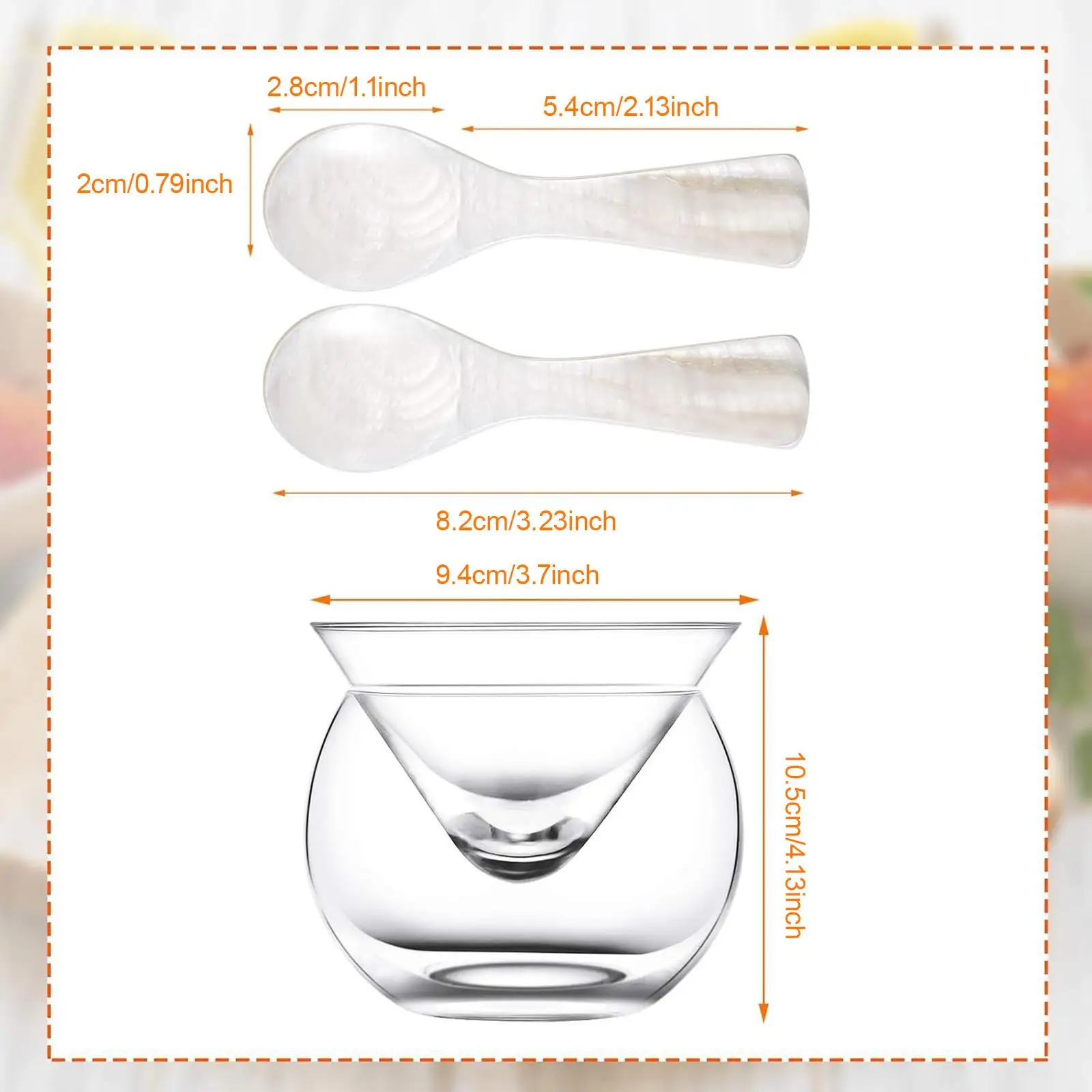 High Borosilicate Glass Caviar Chiller Server Set with Spoons Divided Serving Bowl for Upscale Events