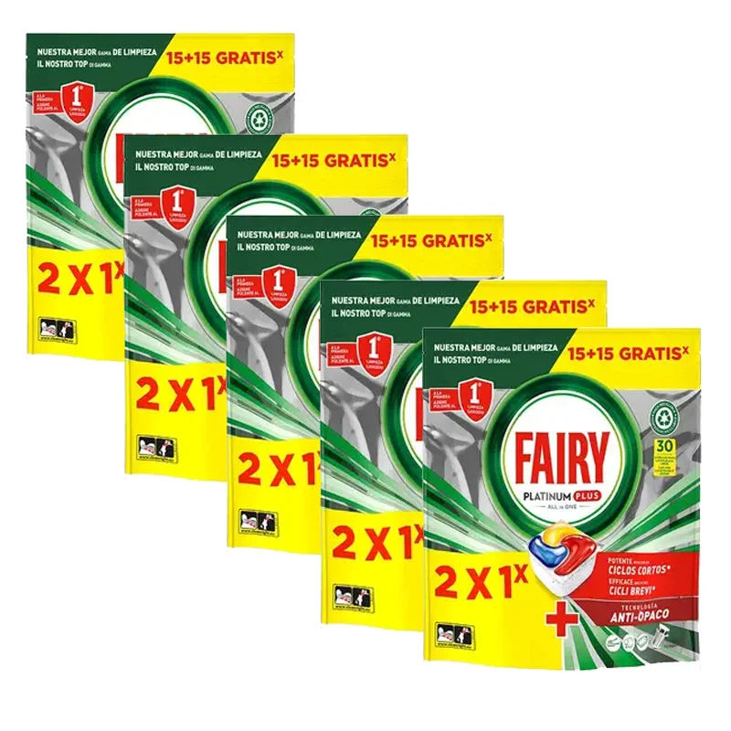 Fairy Platinum Plus All in One 150 dishwasher tablets, 2x1 saving Pack, in total 150 capsules, deep cleaning and Extra gloss, fragrance lemon