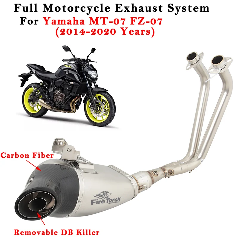 

Motorcycle Exhaust Escape Full System Modified Muffler Front Link Pipe DB Killer For YAMAHA MT MT07 FZ07 MT-07 FZ-07 2014 - 2020