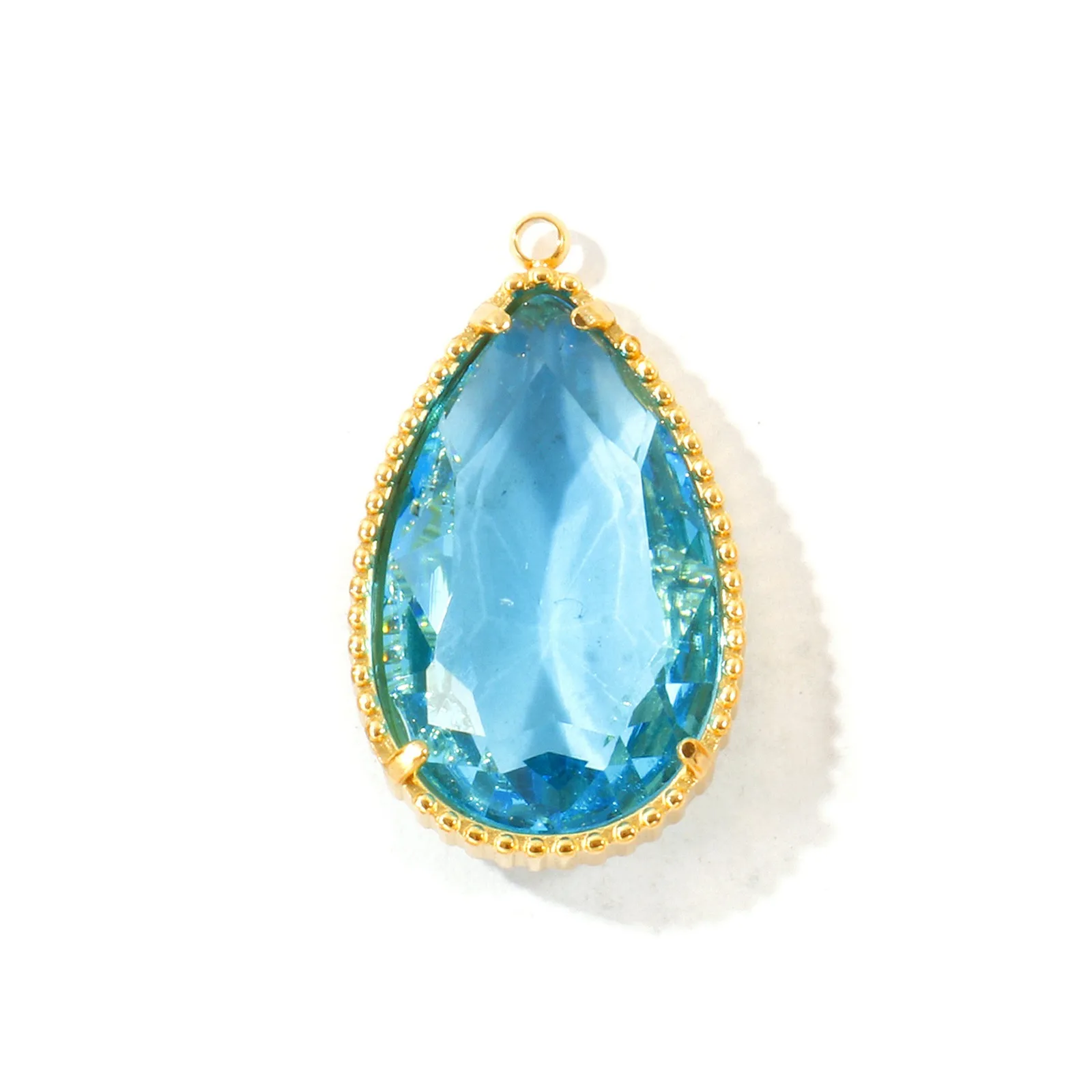 1 Stück Tropfenförmiger Facettierter Glasanhänger, 18K Vergoldeter 304 Edelstahl-Anhänger, DIY Halskette Schmuckherstellung Großhandel 3,2x1,9cm – Detail 3