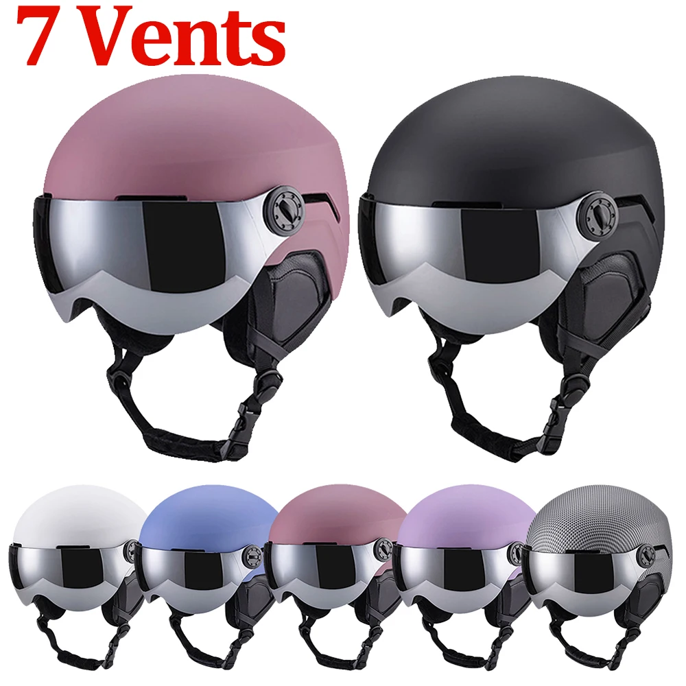 Ski Protective Cap with Ear Protection Ski & Snowboard Helmet 7 Vents ABS Shell and EPS Foam For Skiing Skateboard Snowboarding