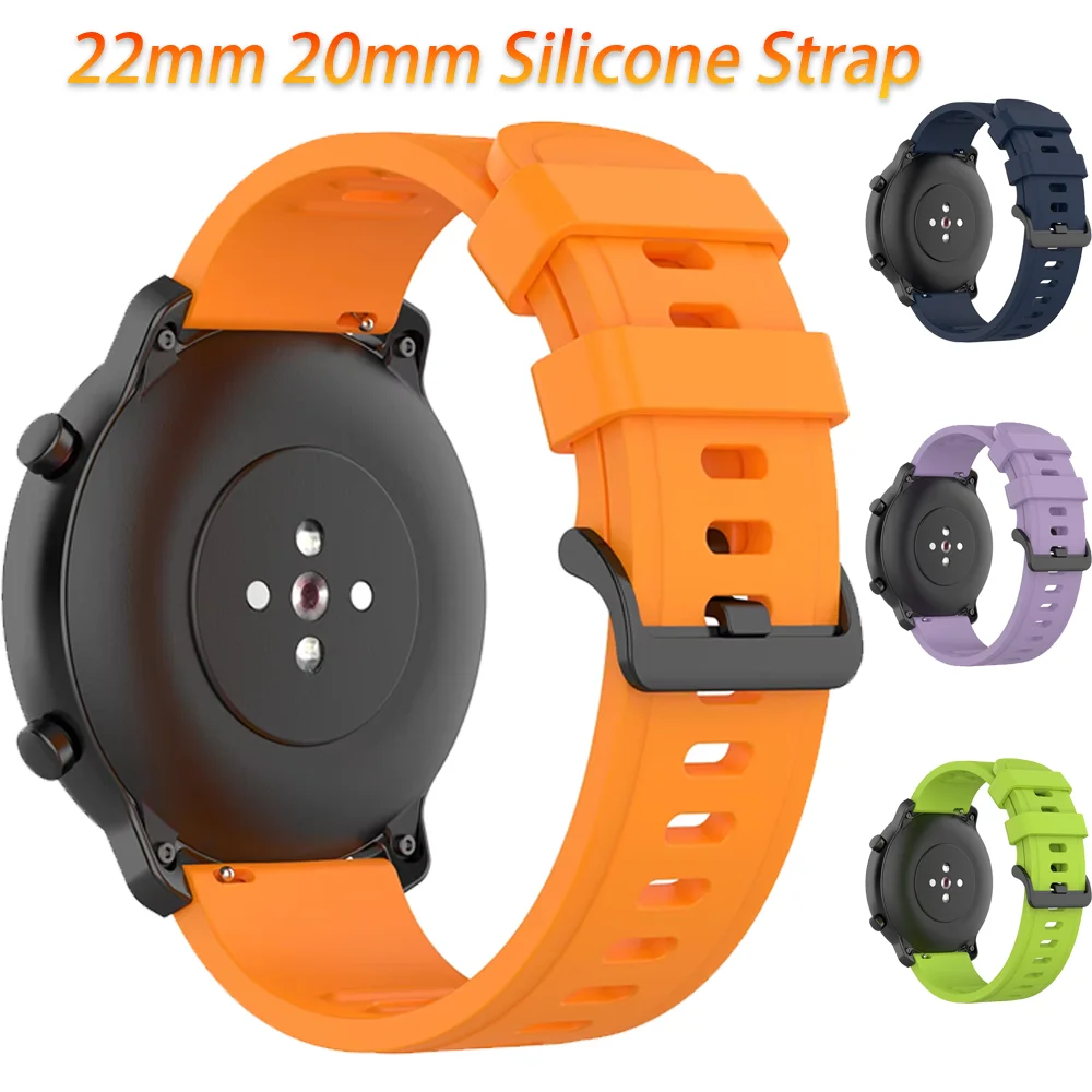 22mm 20mm Silicone Strap for Amazfit GTR4/GTS Replace Bracelet Band for Samsung Galaxy Watch 7 6 5 4 Huawei Watch 4/3/GT5-4 Belt