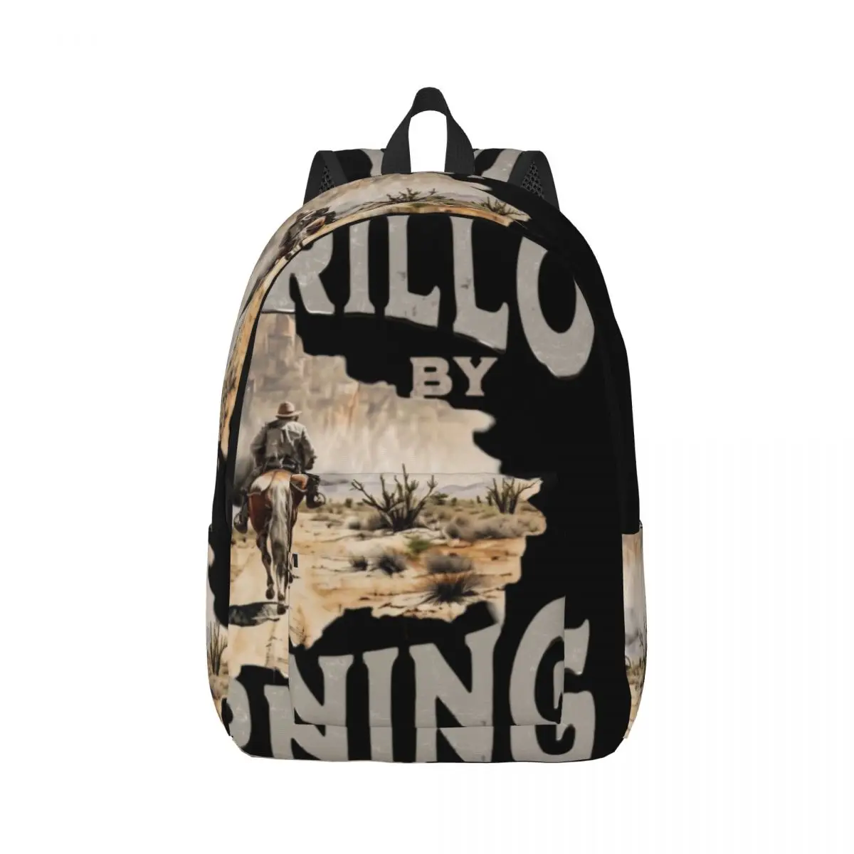 Boho School Backpack Center Cowboy Desert Western Vintage Beige Brown Grey Trendy Bookbag for Women Girls College Weekend Trip