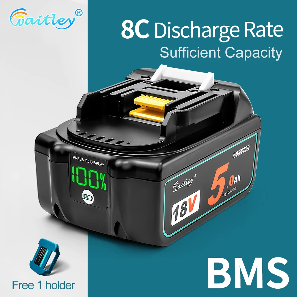 Waitley lithium Batteries Replacement Battery 18V 5Ah 5000mAh for Makita 18 V power tool BL1830 BL1840 BL1850 BL1860 18 v 5A