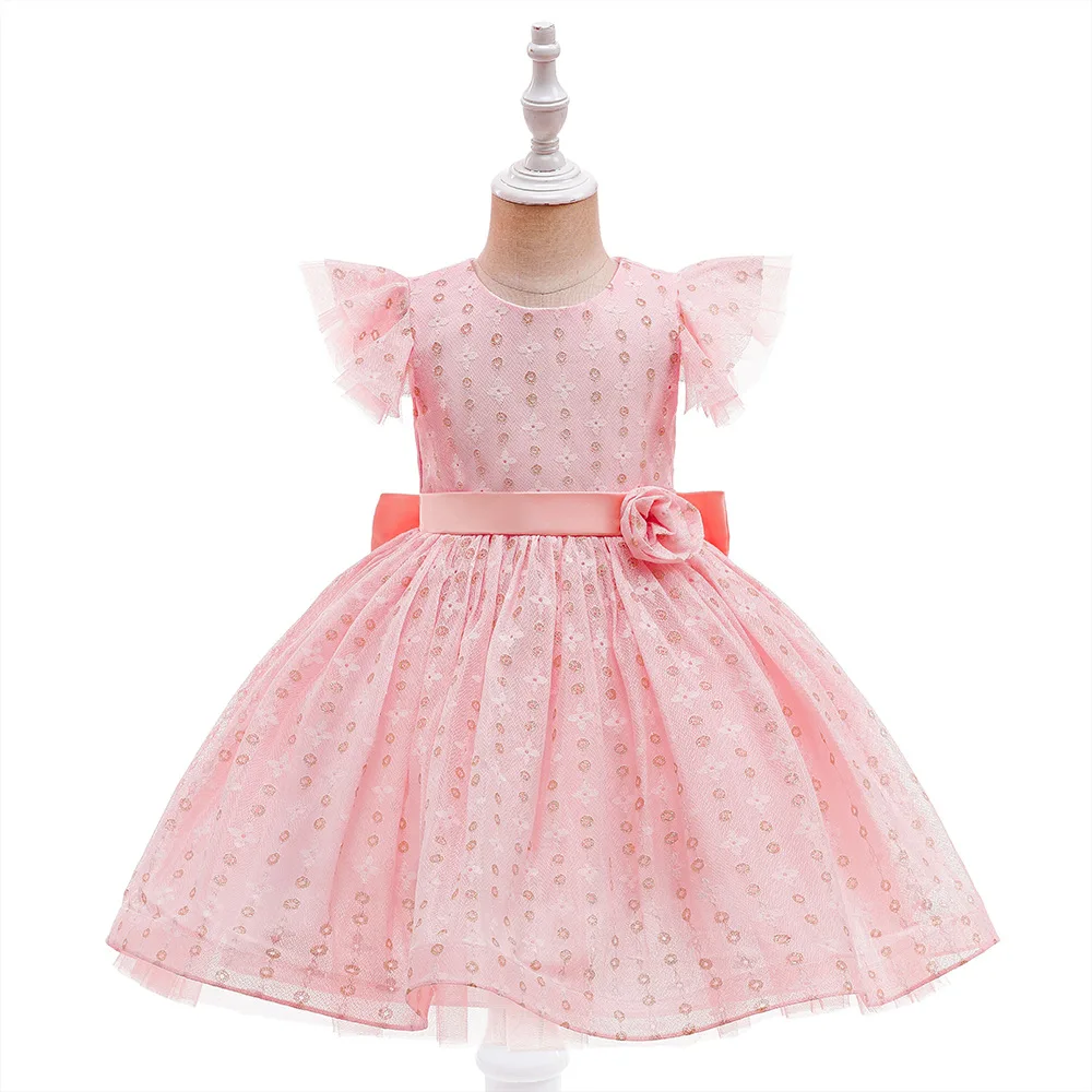 

Girls Party Dresses 3 Colors 100cm-130cm Children Wedding Dress Birthday Ball Gown Piano Performance Skirt