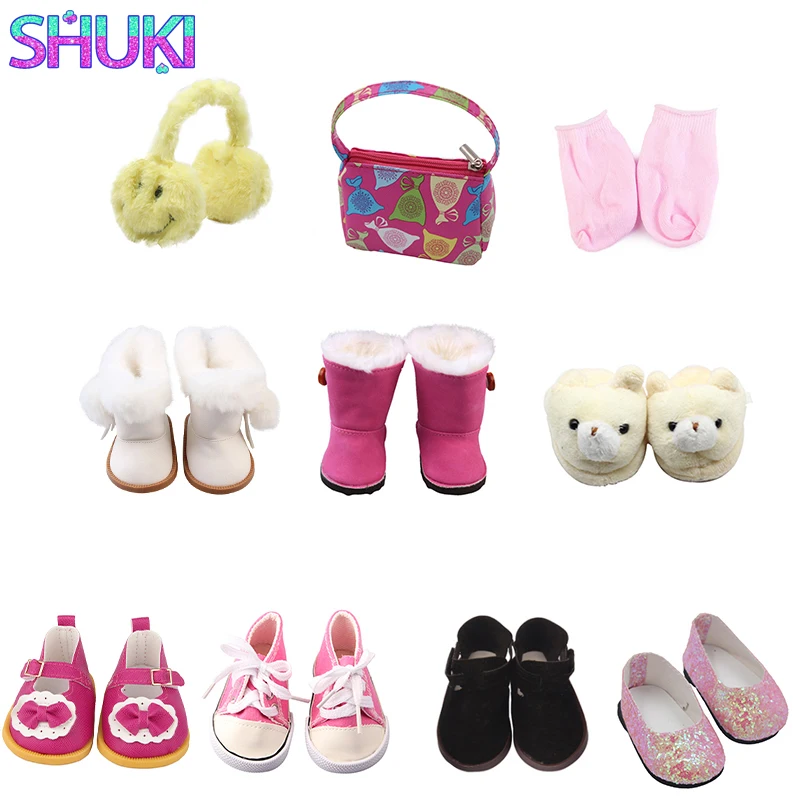 7cm Doll Plush Boots, Shoes, Slippers For American 18inch Doll Accessories Canvas Sneakers Fit 43cm Baby New Born,OG Girl Doll