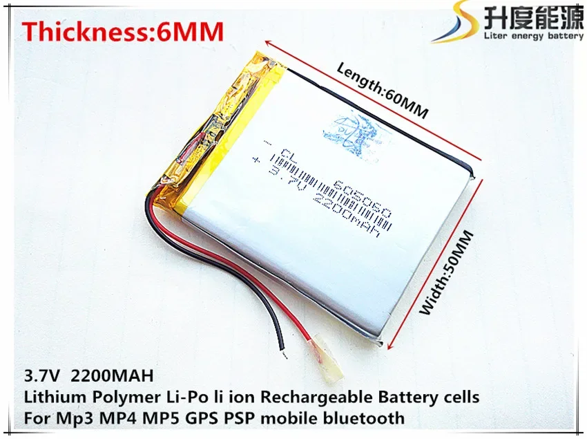 Size 605060 3.7V 2200mah Lithium polymer Battery With Protection Board For MP5 GPS Tablet PC Digital Products Free Shipping