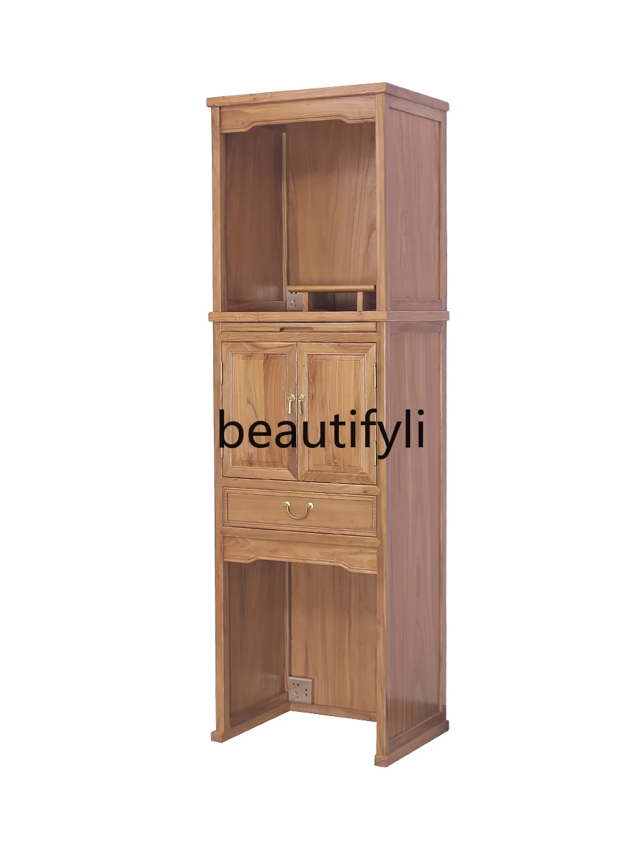 

Old elm standing cabinet, shrine shrine cabinet, table supply cabinet, new Chinese solid wood double-layer simple