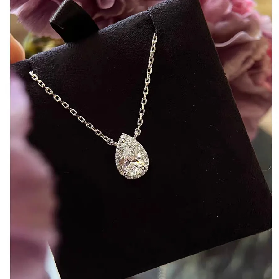 

Женское ожерелье-капля PT950 Платина 2CT Муассанит Чистый и прочный смысл Линия шеи Лесткий женский подарок