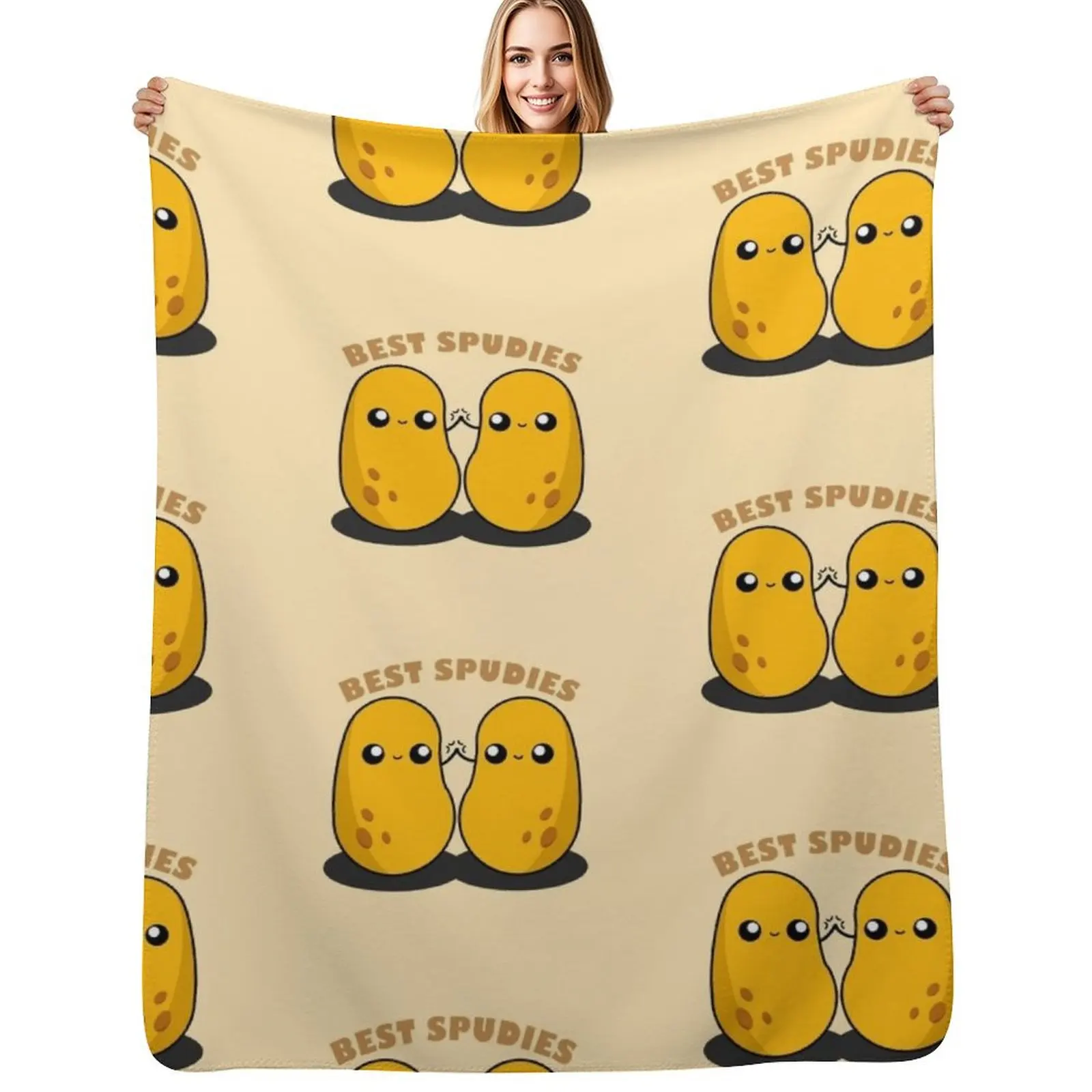 

Cute Cartoon Potato || Best Spudies || Kawai Throw Blanket Decorative Sofa Furry Sofa Thins Blankets