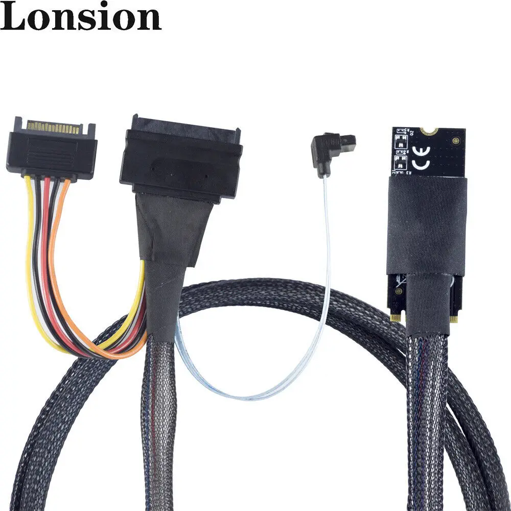 M. 2 SFF-8643 to U.2 SFF-8639 with SATA 15P and 7P 90 Server Connection  Cable