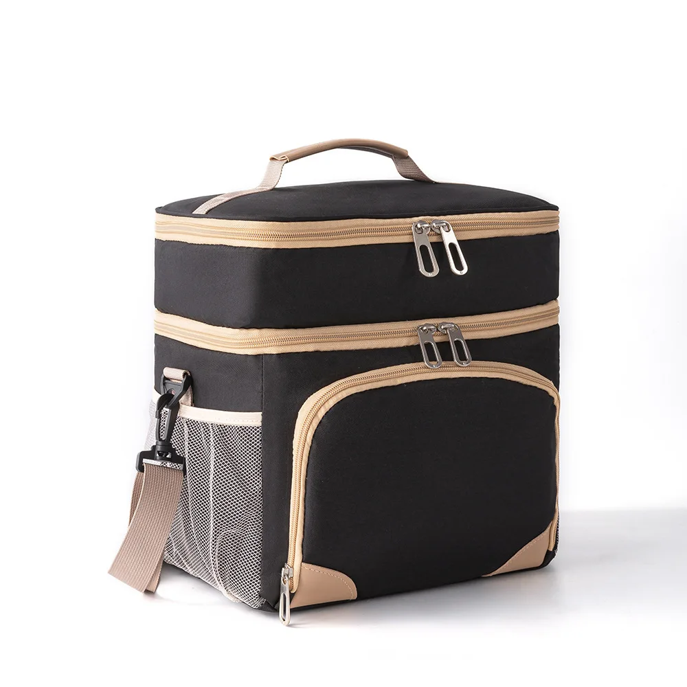Heavy Duty Insulated Lunch Bag Double Layer Waterproof Cooler Tote Crossbody for Outdoor Picnic Dry Wet Dual Use