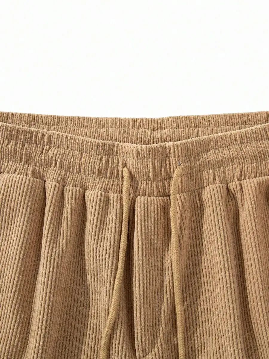 

Mens Corduroy Drawstring Waist Casual Shorts
