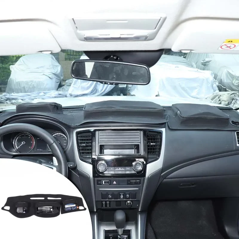 For Mitsubishi L200 Triton 2015-2023 Black Car dashboard storage sun protection and ultraviolet mat Car interior accessories