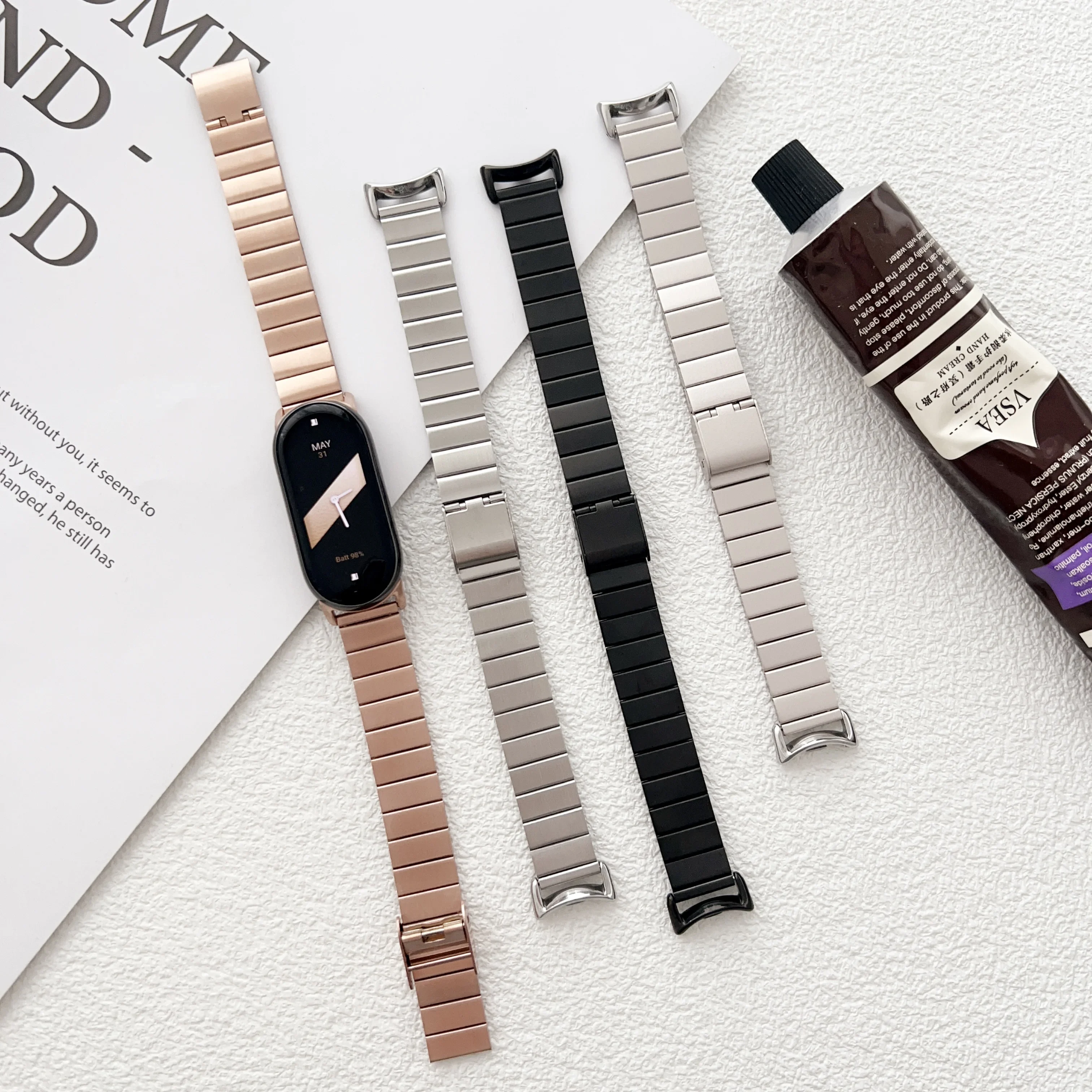 

Металлический ремешок из нержавеющей стали для XiaoMi Band 8, спортивный браслет для наручных часов Miband 8, сменный Браслет