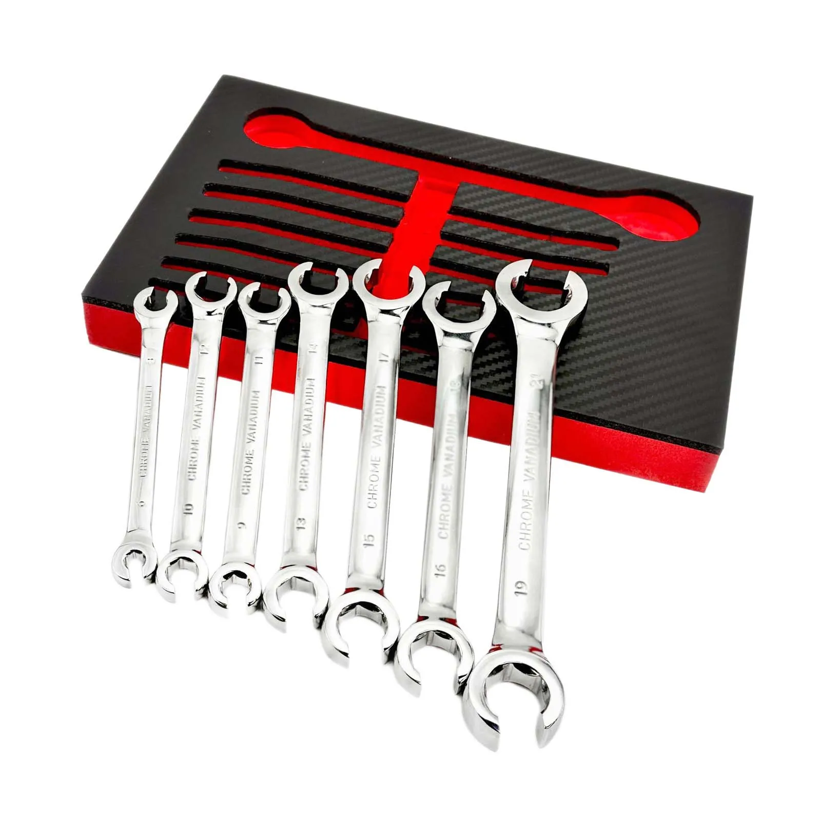 7PCS 621mm Double End Metric Flare Nut Wrench Set for Fuel Brake Air Conditioning Plumbing and Automotive Repair