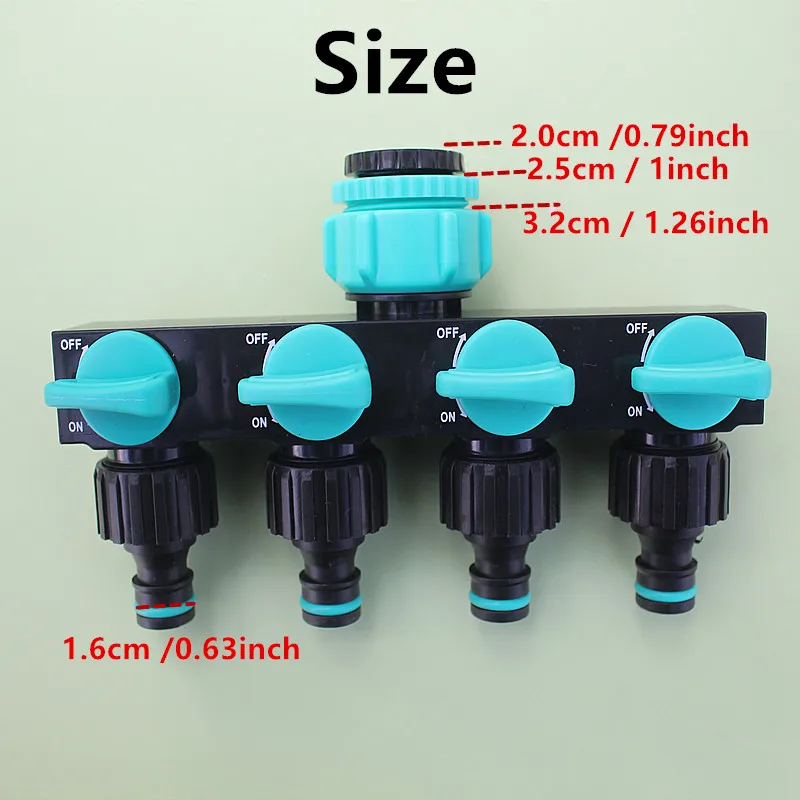 4 way Garden Hose Splitter,Plastic Hose Connector Agricultural Outdoor Water Spigot Faucet with Quick Connector for Irrigation