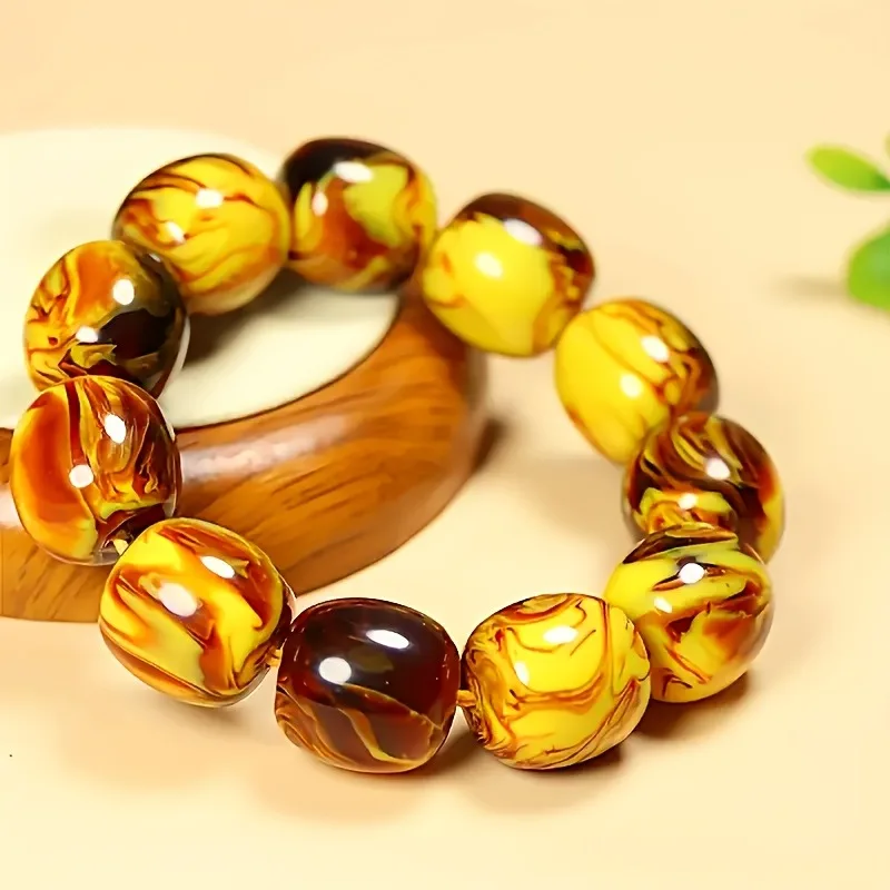 Amber Beeswax Bracelet, Retro Style, Stylish and Minimalist, Suitable for Casual Wear, Everyday Jewelry