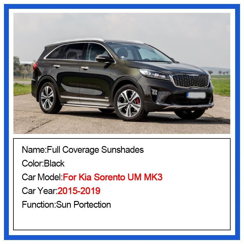 Mesh Sunshade Curtain For Kia Sorento UM MK3 Car Window Accessories 2015 2016 2017 2018 2019 UV Blocking Heat Insulation Visors