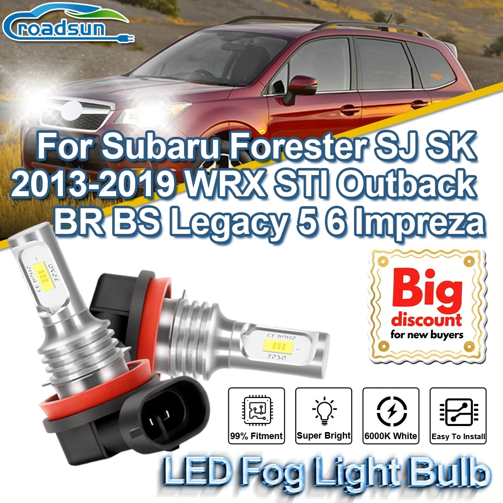 

ROADSUN для Subaru Forester SJ SK 2013-2019 WRX STI Outback BR BS Legacy 5 6 Impreza Canbus светодиодные противотуманные фары, ампула противотуманной фары
