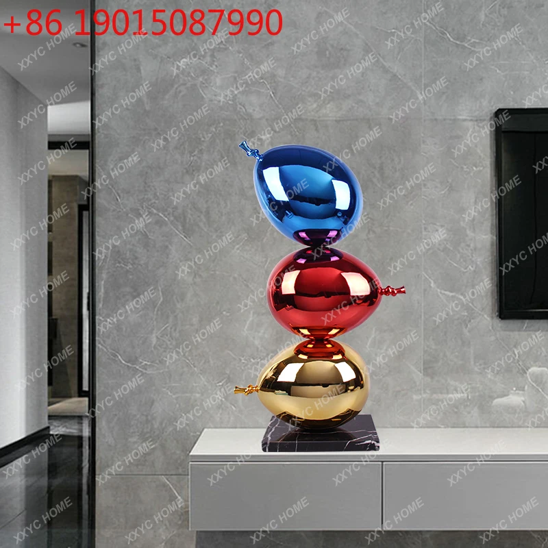 X-S  Decoration Balloon Statue Living Room Atmosphere Electroplated Balloon Sculptures Hotel Art Installation HG