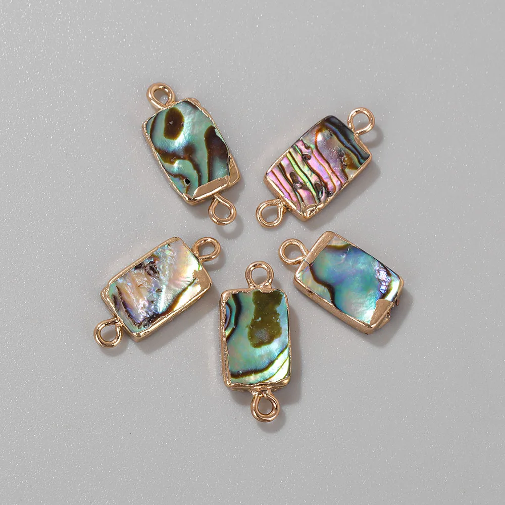 2PCS Natural Abalone Shell Pendant Charms for Jewelry Making