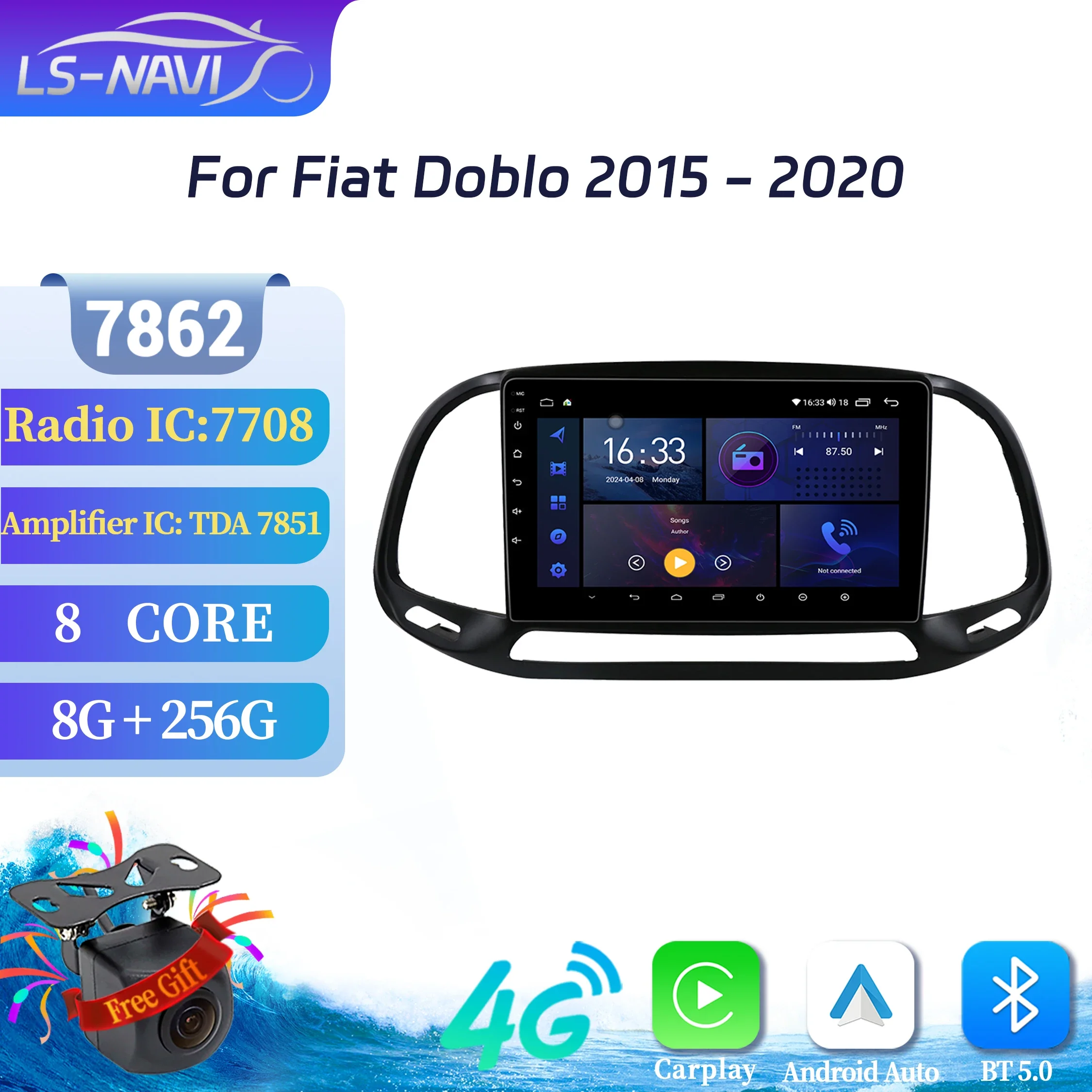 

Android 14 For Fiat Doblo 2015-2020 Car Radio Navigation Stereo Auto Multimedia Wireless BT Carplay 7862S 8G 256G 2K QLED Screen