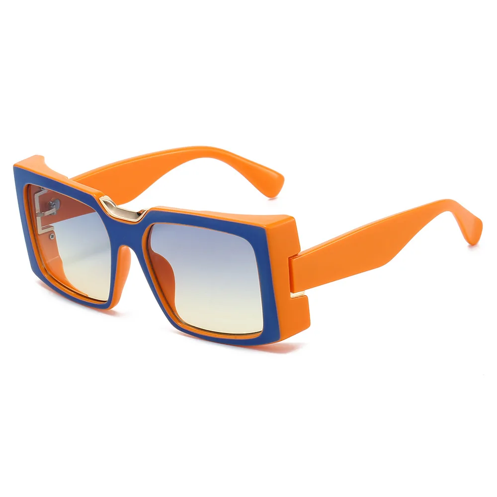 2025, Hip Hop Bunte Patchwork Sonnenbrille Männer Marke Luxus Quadrat Sonnenbrille Frauen Bold Rahmen Ins Mode
