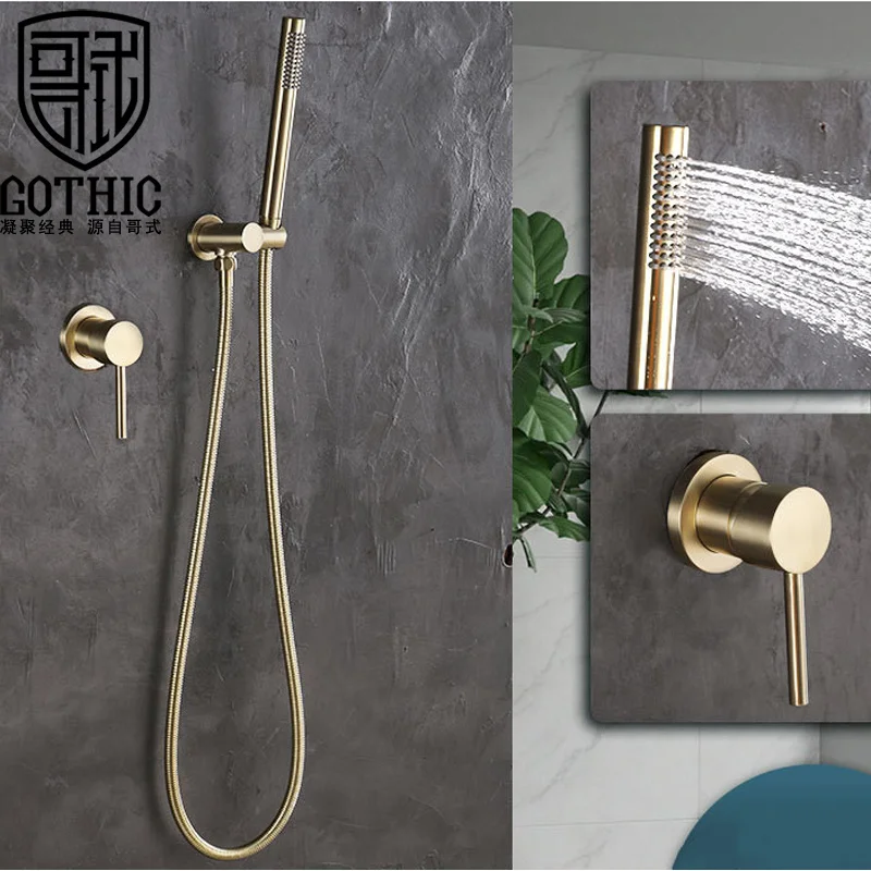 

Bathroom Shower Faucet Brass Embedded Pressure Increase Shower System Wall Mounted Shower Set Rainfall Shower Head Shower Mixer