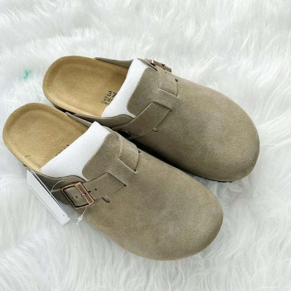 Nouvelles pantoufles en liège, pantoufles en cuir véritable, pantoufles en liège pour hommes et femmes, sandales d'été tendance, sandales décontractées pour la plage et les activités de plein air