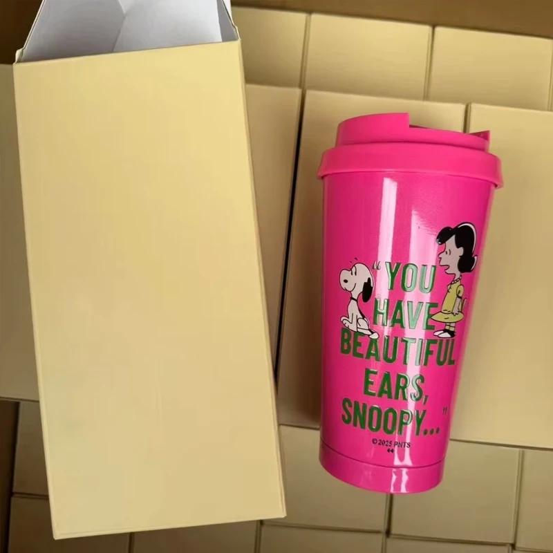 2025 جديد 500 مللي سنوبي فنجان قهوة بأربعة ألوان ، 304 كوب ماء من الفولاذ المقاوم للصدأ ، كوب طبق الأصل عالي المظهر كاواي هدية للفتيات