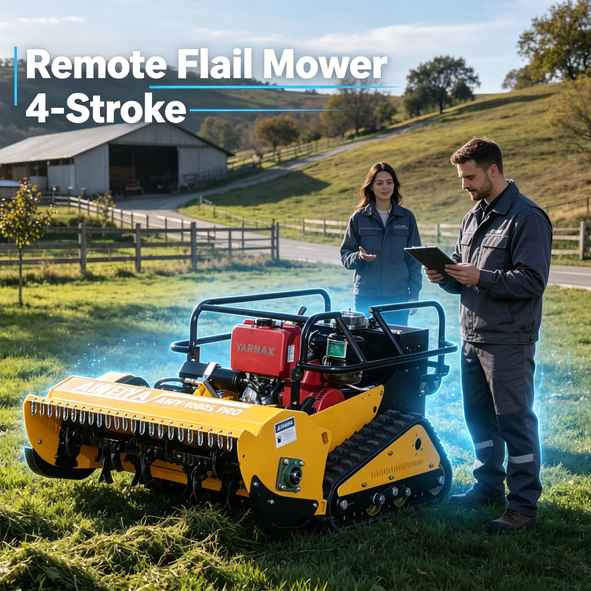 Customized Remote Control self-propelled  Flail Mower for peony & herbaceous peony gardens, soft mulching protects flower roots