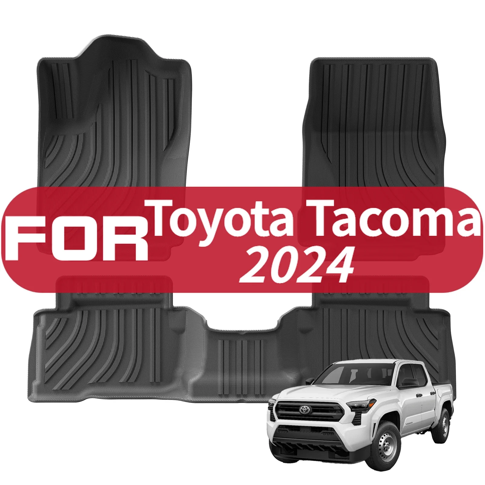 

Для Toyota Tacoma 2024 (двойная кабина) автомобильные коврики всепогодный TPE 3D коврик для ног черный левый руль черный