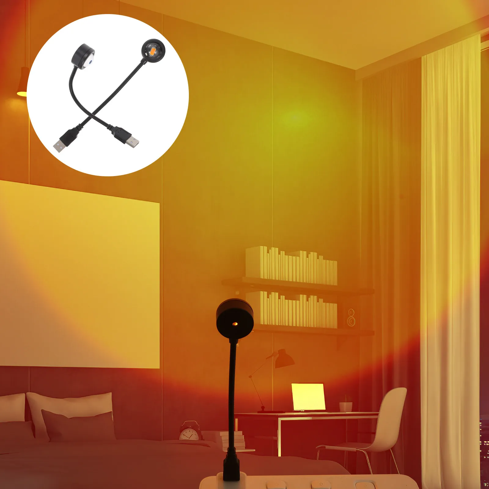 

2Pcs Sunset Lamp with Colorful Gradient Light Highly Transparent Lens Projection Night Light for Home Party Room Decor Aesthetic