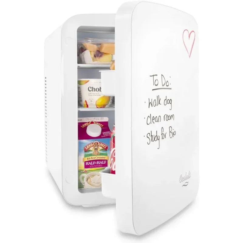 Vibe Mini Fridge for Bedroom - With Cool Front Magnetic Whiteboard - 15L Portable Small Refrigerator for Travel