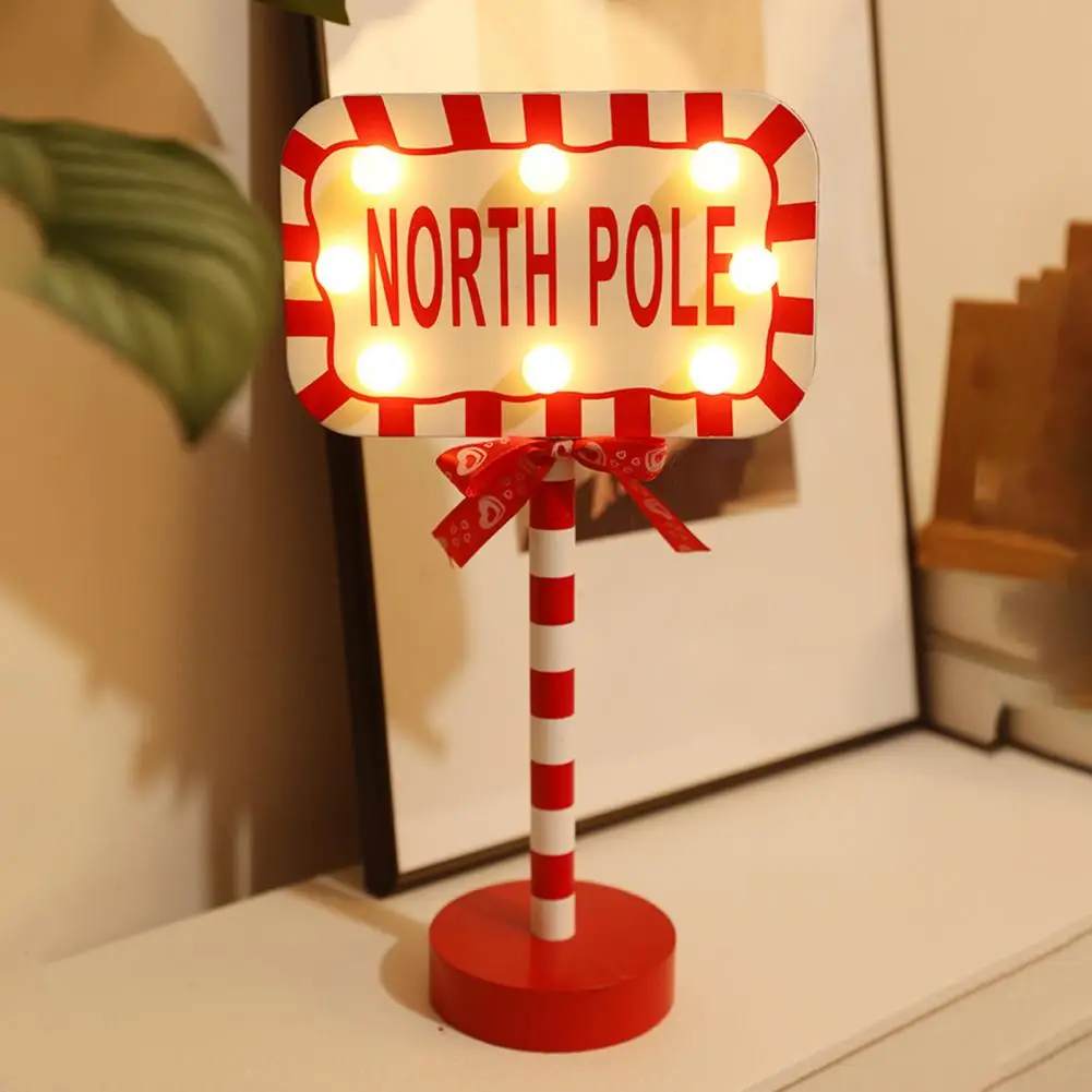 Vintage Inspired Christmas Decorations Vintage Reusable Christmas Street Sign Festive Led Lamp with Santa Stop Here North Pole