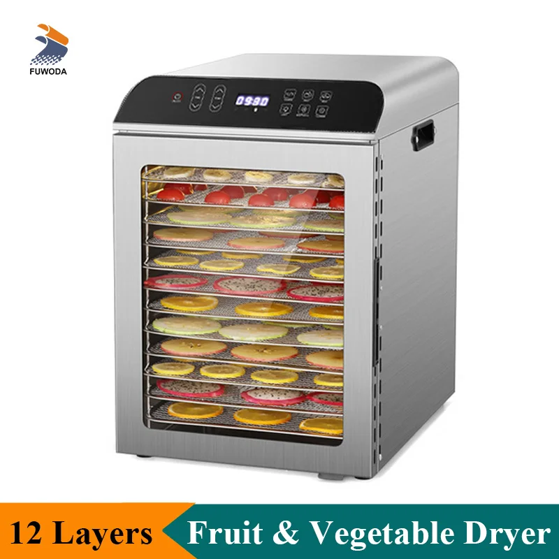 New 12 Layers Food Dehydrator Dryer 800W 110V 220V Smart Vegetables Fruit Drying Machine Timing Function Kitchen Appliance