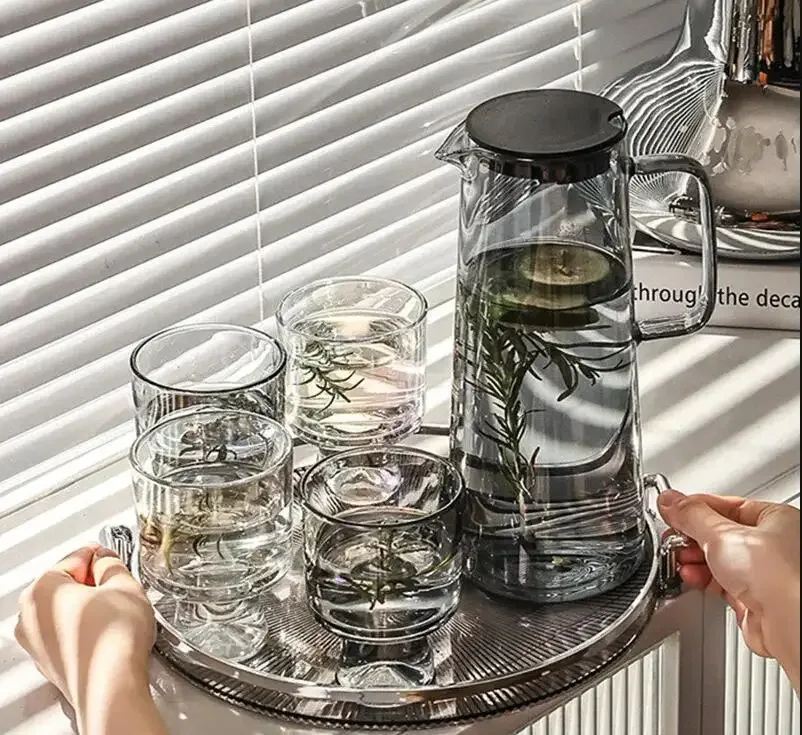 Light Luxury Transparent Glass Tea Set Wedding Birthday Party Juice Drink Pot Nordic Household Water Cup Cold