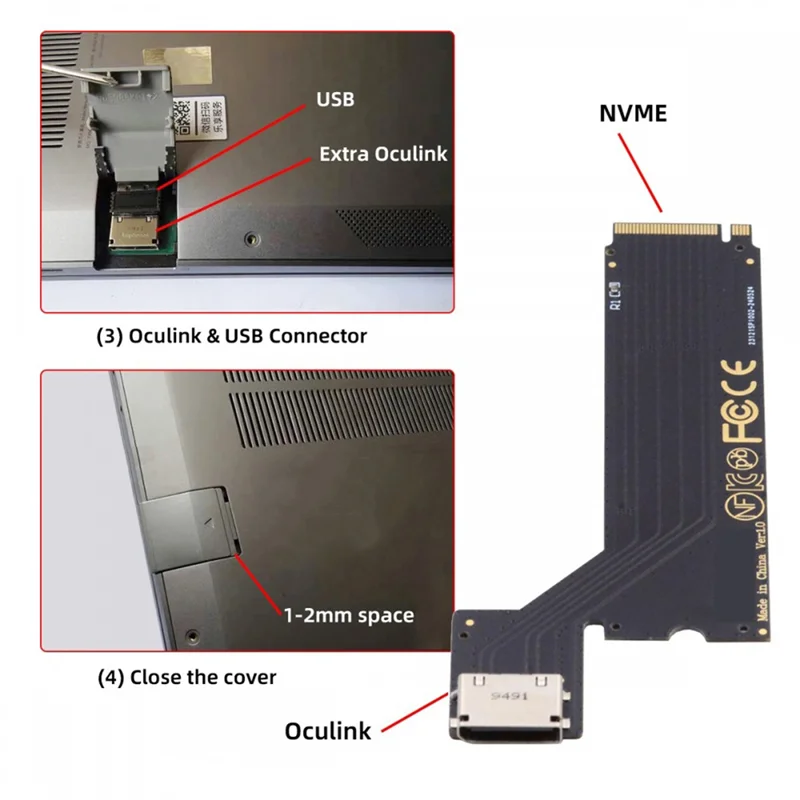 AT28-PCI-E 4.0 M.2 M-Key zu Oculink SFF-8611 SFF-8612 Host-Adapter für 2024 Thinkbook 14+ AMD8845 externe Grafikkarte und SSD
