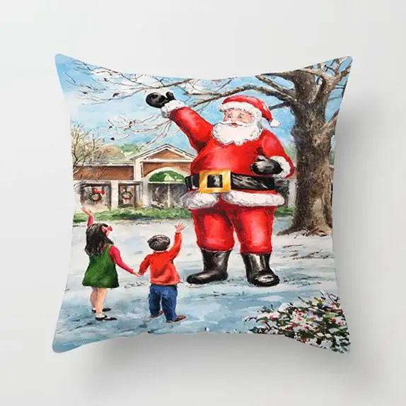 Christmas Santa Claus Pattern Pillow Cushion Cover Car Home Sofa Decoration Pillowcase