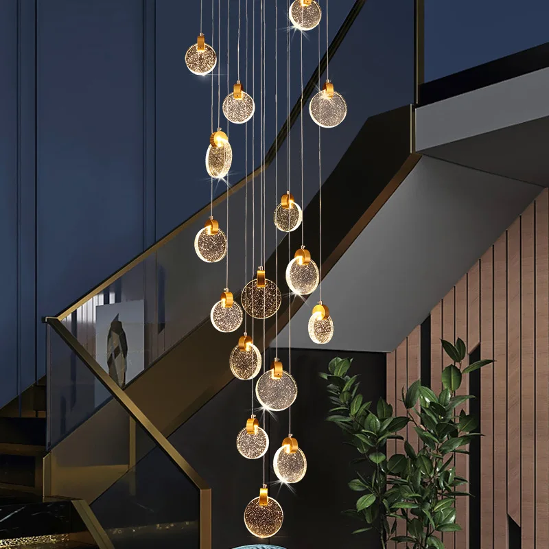 

Stainless Steel Chandelier Minimalist Luxurious Ceiling Lamp Exhibition Hall Restaurant Villa Pendant Light Adjustable LED Lamps