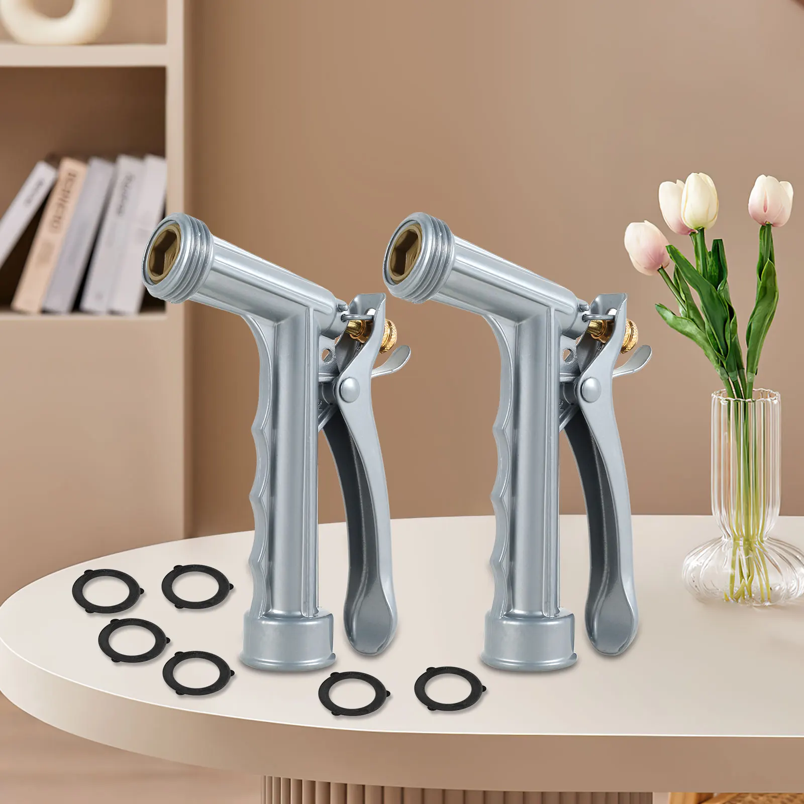 

2Pcs Garden Hose Nozzle Zinc Alloy High Pressure Nozzle Adjustable Water Hose Sprayer with 3/4inch Thread Garden Cleaning Nozzle