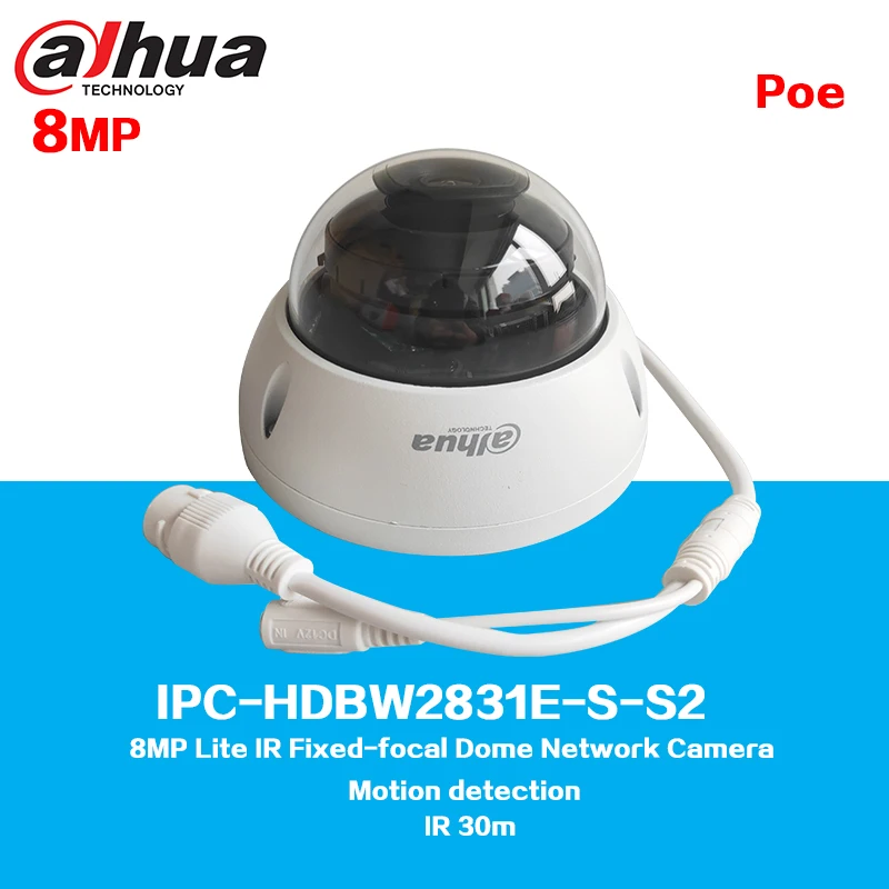 

Dahua IPC-HDBW2831E-S-S2 8MP IP Lite IR Fixed-focal Dome Network Camera Support POE Onvif IP67 Starlight Motion Detection