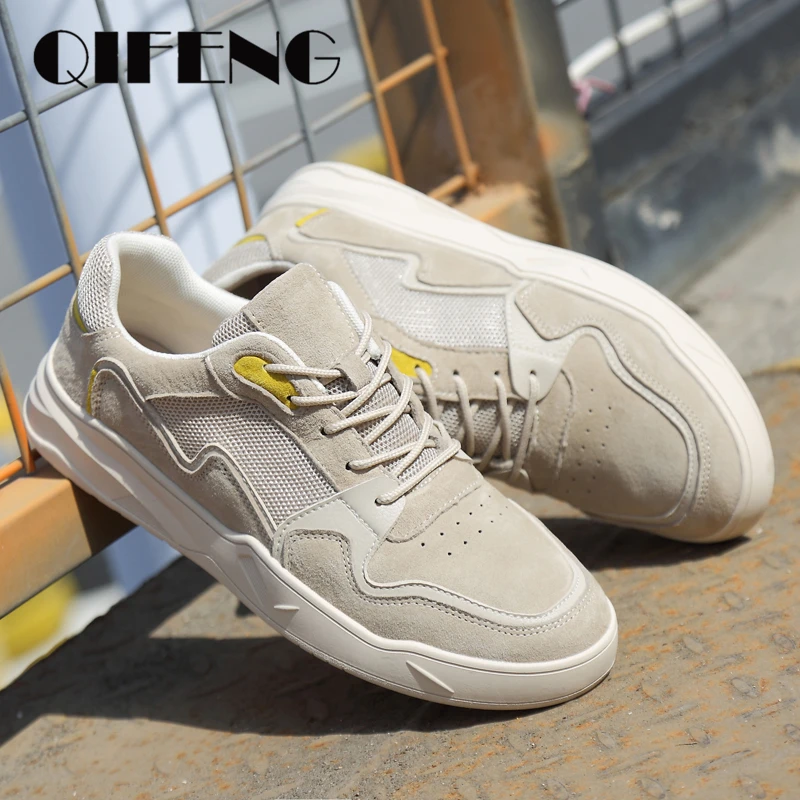 

2022 Men Style Mesh Casual Shoes Genuine Leather Outdoor Sports Trendy Breathable Summer Flat Sneakers Light Shoes Man Fashion