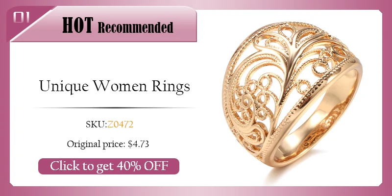 Kinel New Ring 585 Rose Gold With Black Natural Zircon Fashion Waves Rings for Women High Quality Daily Fine Vintage Jewelry